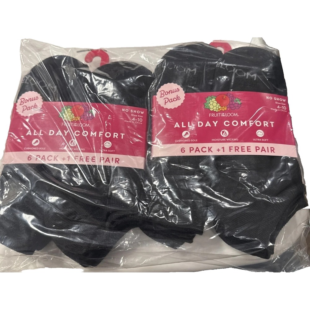 Fruit of the Loom Women's Cushioned 2-pks No Show Athletic Socks- SIZE 4-10